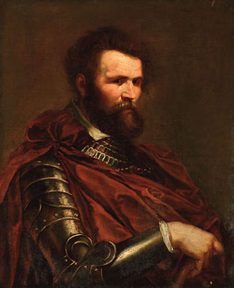 Portrait of commander, in armour with red sash, half-length by Peter Paul Rubens