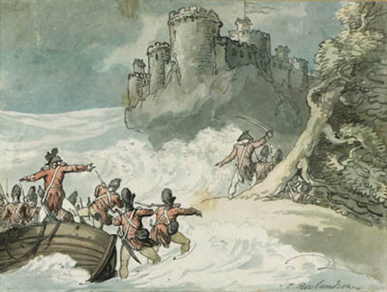 Soldiers storming a castle by Thomas Rowlandson