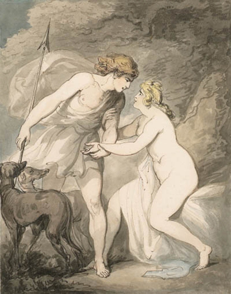 Venus and Adonis by Thomas Rowlandson