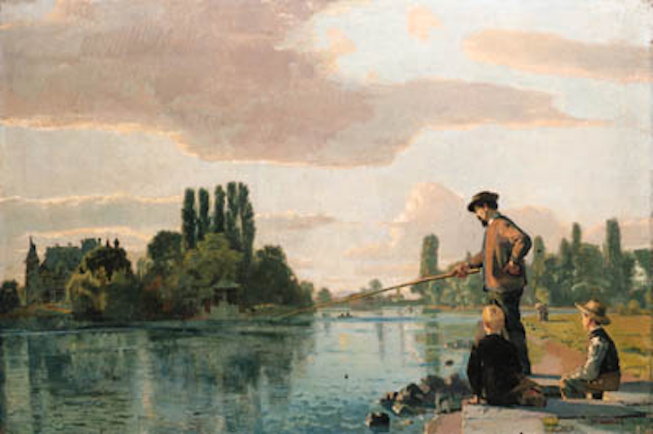 Fishermen by the Schadau, evening near Thun by Ferdinand Hodler