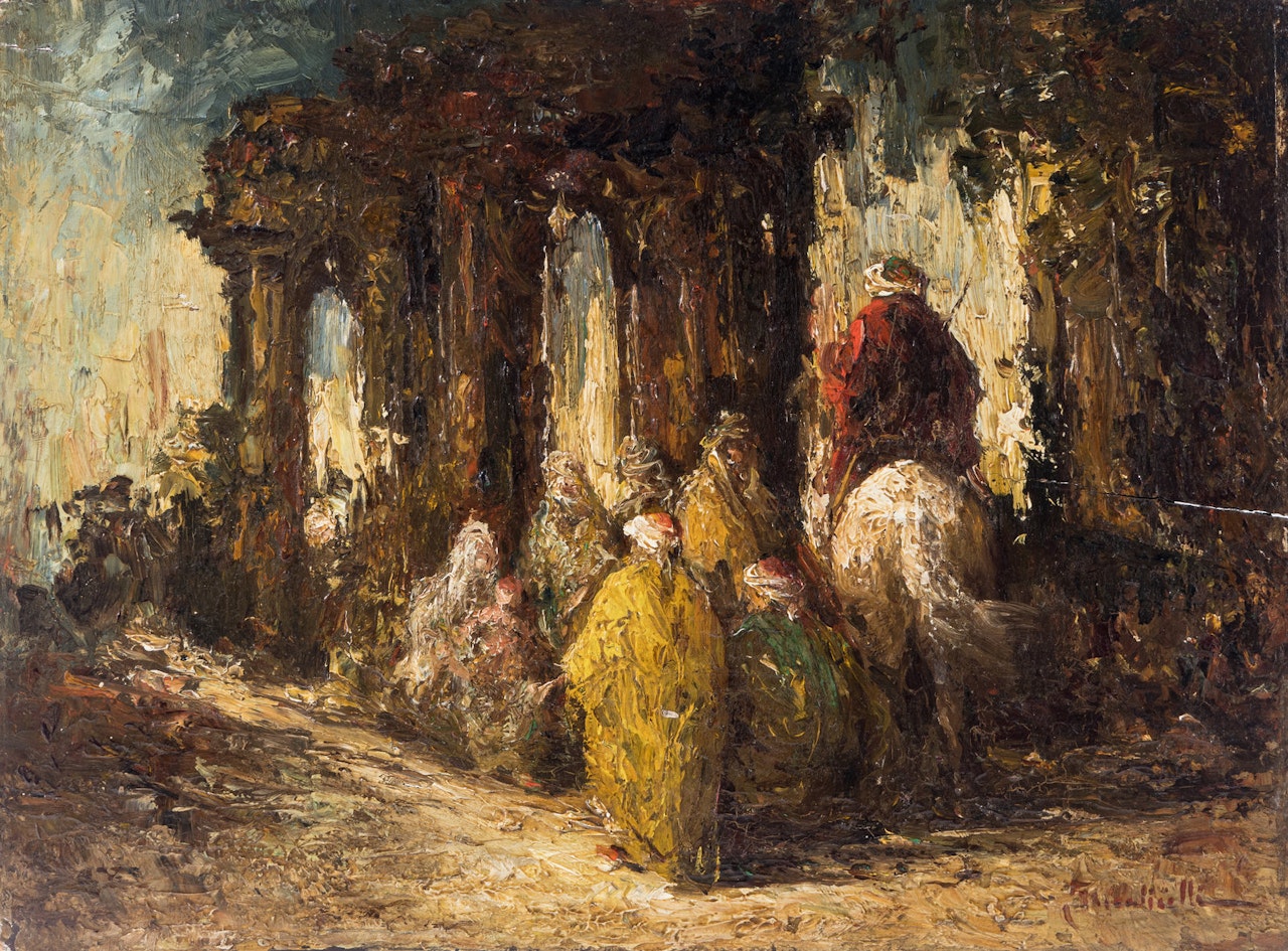 Figures Amongst Ruins by Adolphe Monticelli