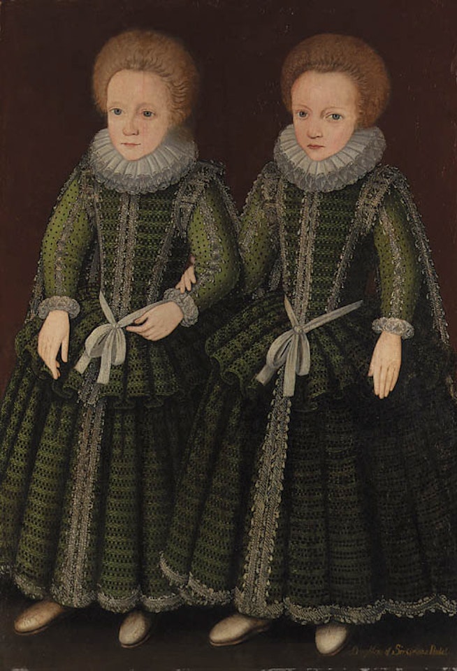 Portrait of two young girls traditionally identified as Elizabeth and Sarah Poulett by English School