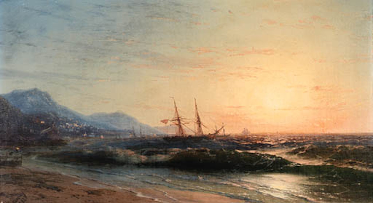 Coastal view at sunset by Ivan Konstantinovich Aivazovsky