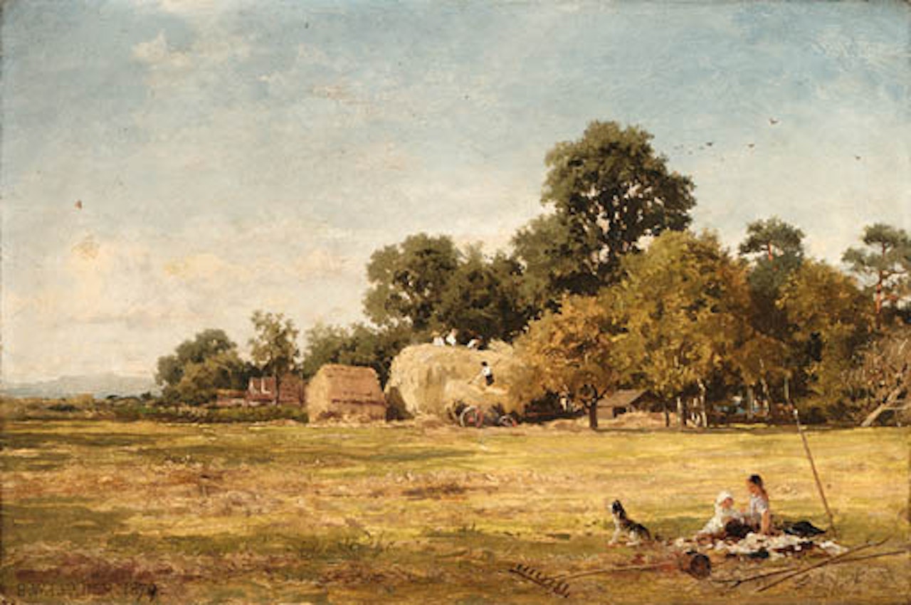 Making a hay-rick, Whittington by Benjamin Williams Leader