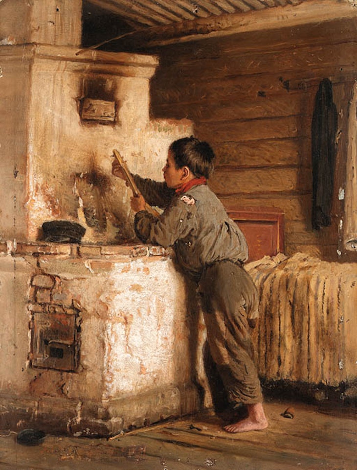 Boy playing balalaika by Ilya Yefimovich Repin