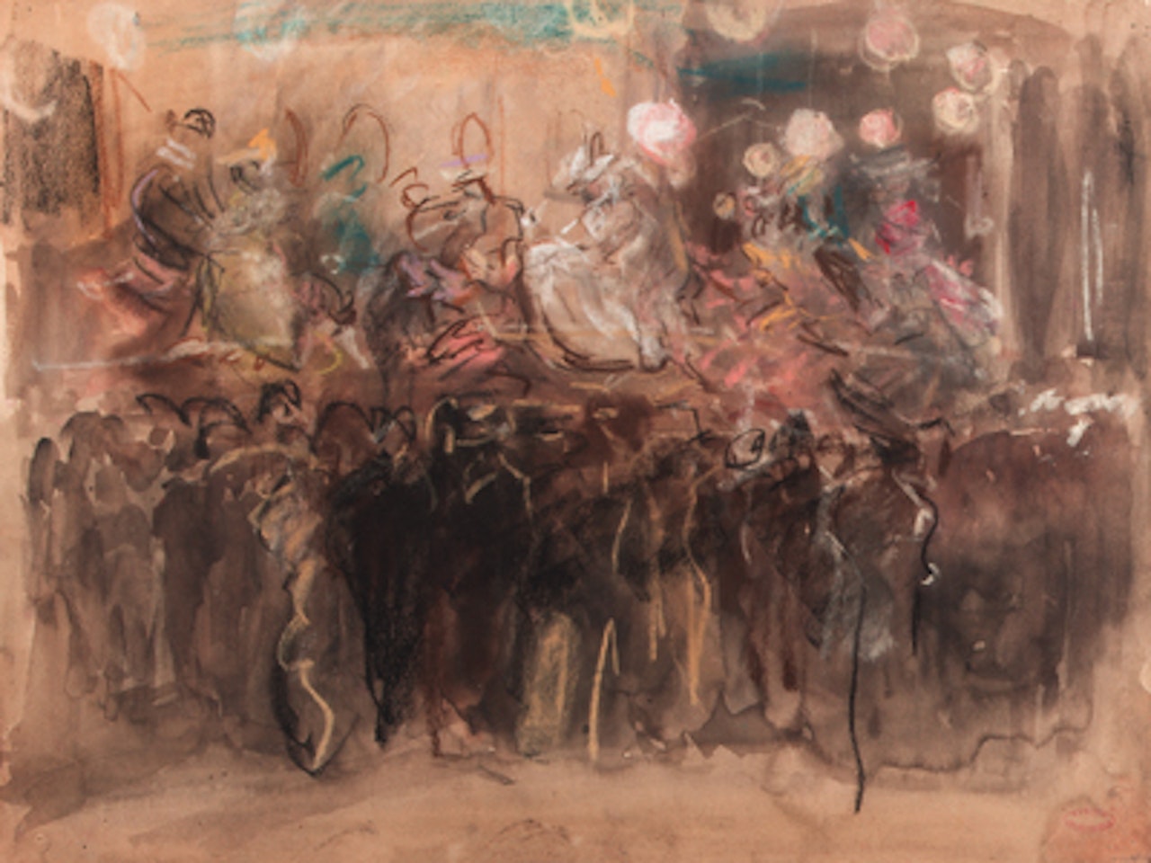 Paris fair with dancers on stage by Isaac Israels