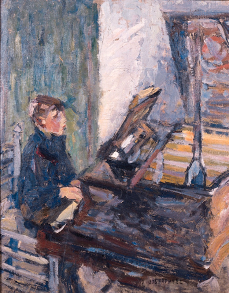 Piet, the son of artist playing piano by Joseph Raphael
