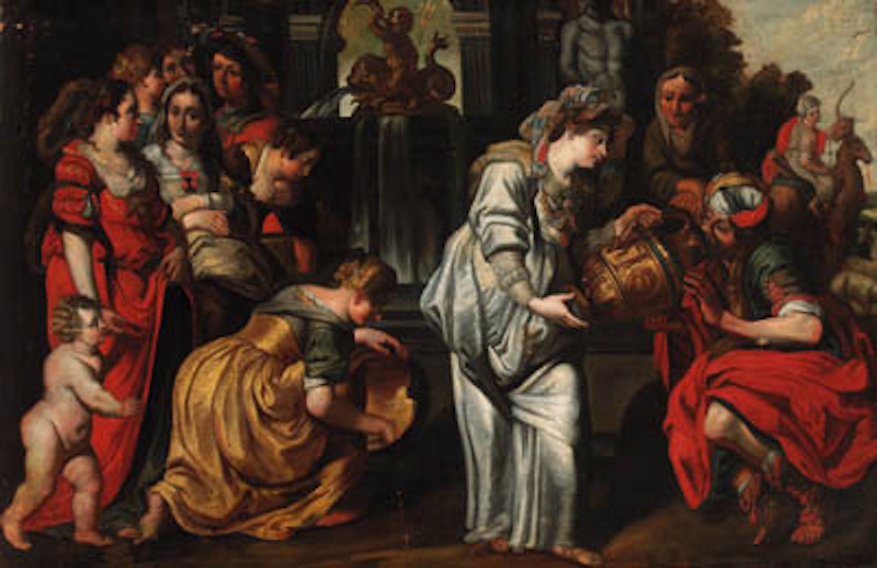 Rebecca and Elisah at Well by Abraham Janssens