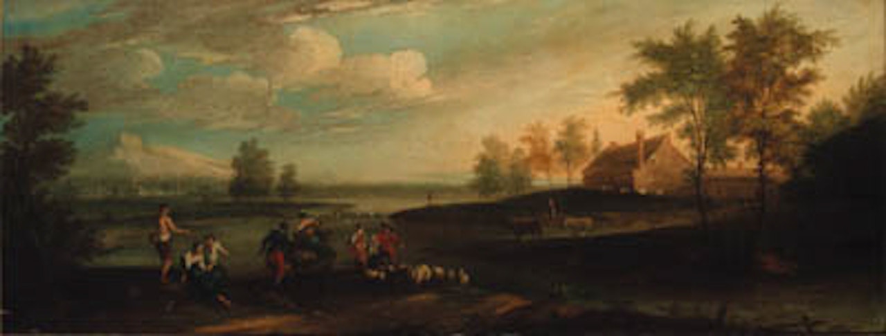 River landscape with shepherds and anglers by Francesco Zuccarelli