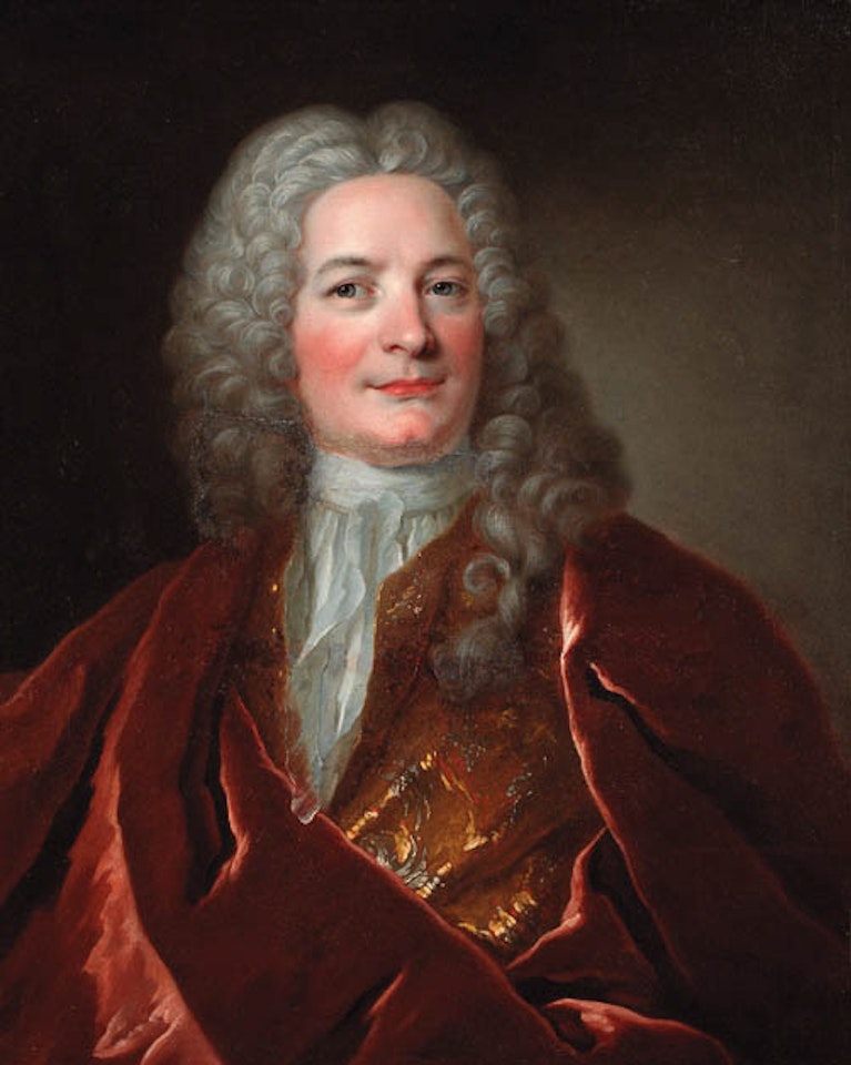 Portrait of gentleman, in gold embroidered coat by Hyacinthe Rigaud
