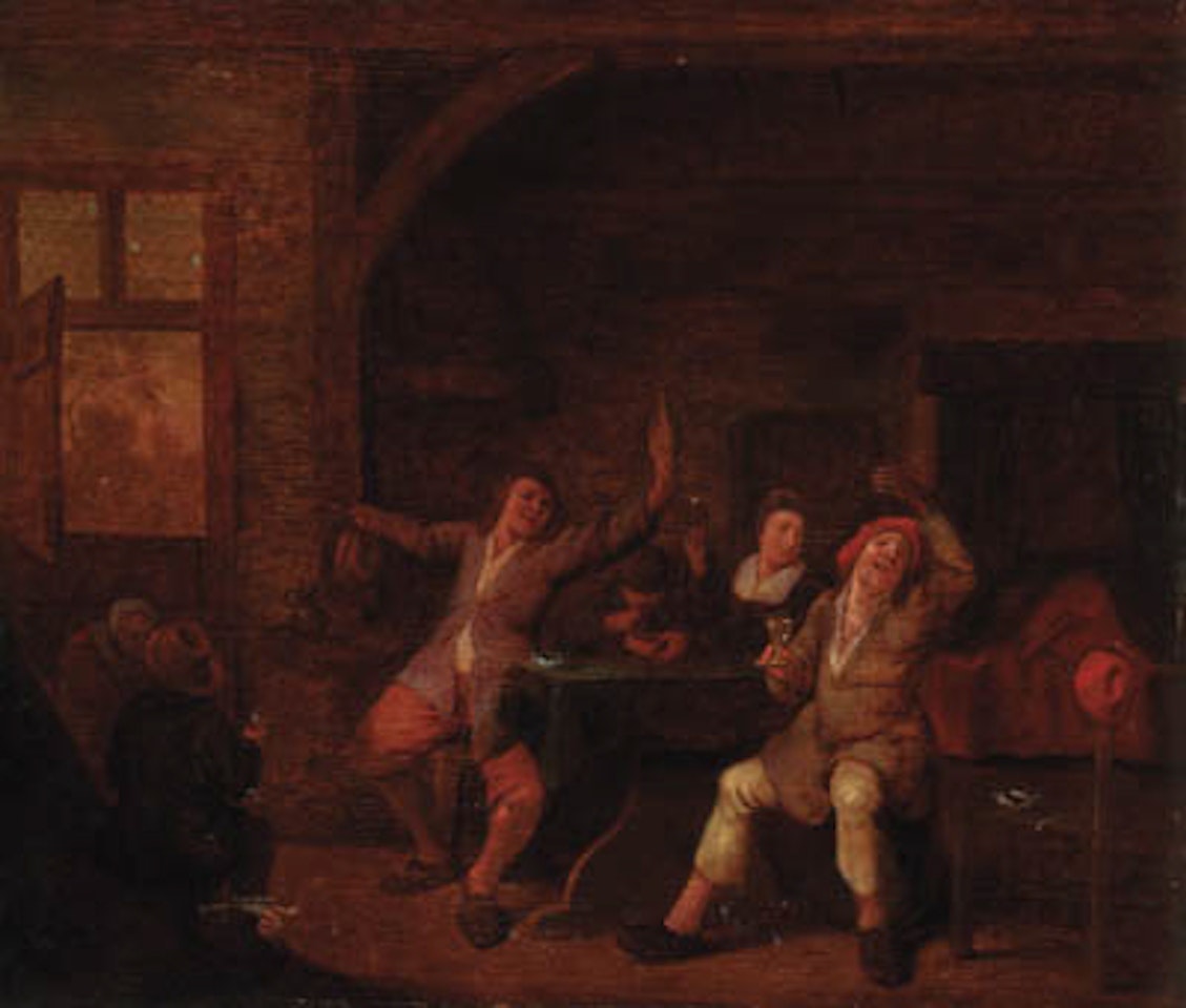 Peasants merrymaking in interior by Jan Miense Molenaer