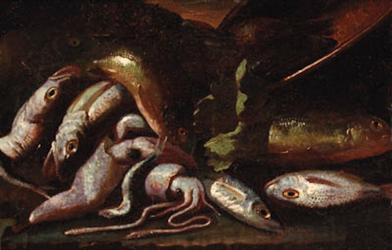 Fish and crayfish by sea by Giuseppe Recco