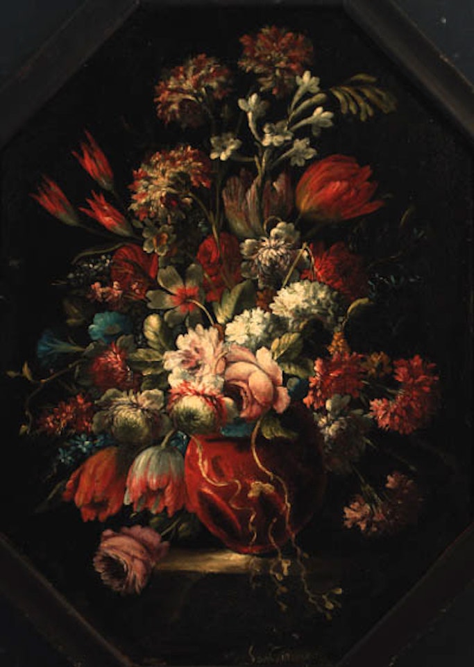 Still life of flowers in vase by Gasparo Lopez