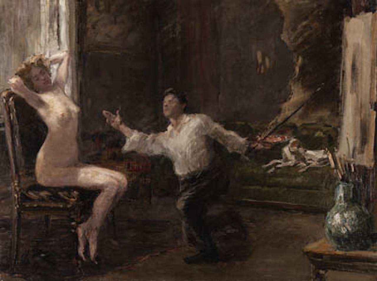 Artist and his model by Ilya Yefimovich Repin