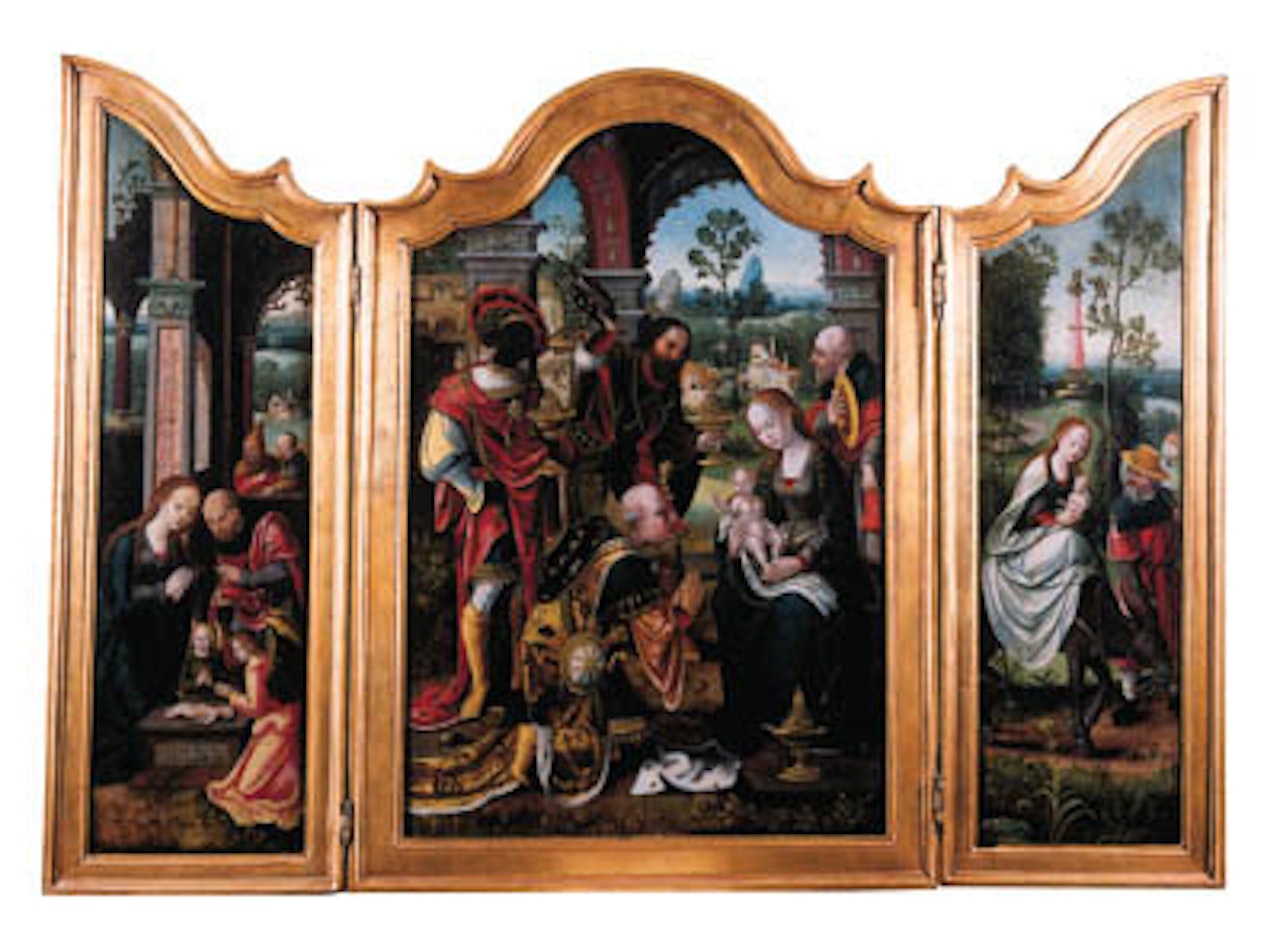 Adoration of the Magi. The Nativity. The Flight into Egypt by Attributed to Pieter Coecke van Aelst I