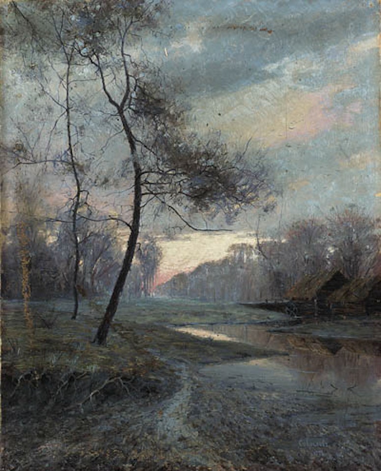 Rural landscape at sunset by Aleksei Kondratievitch Savrasov