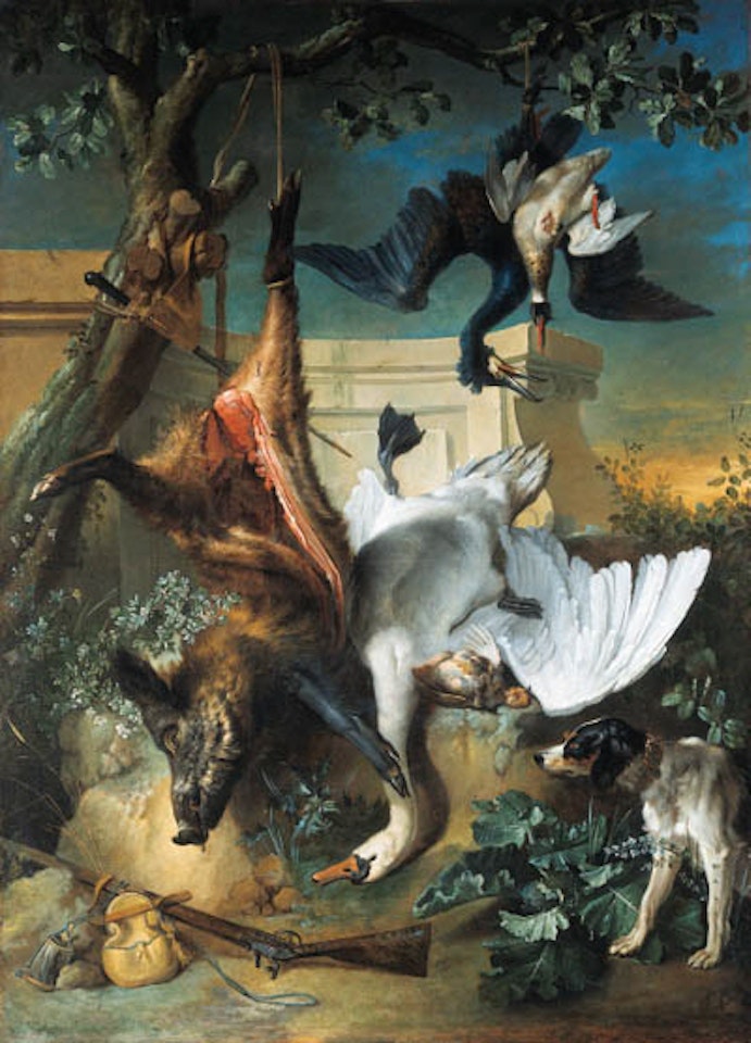 La Retour de Chasse, hunting dog guarding dead game by Jean-Baptiste Oudry