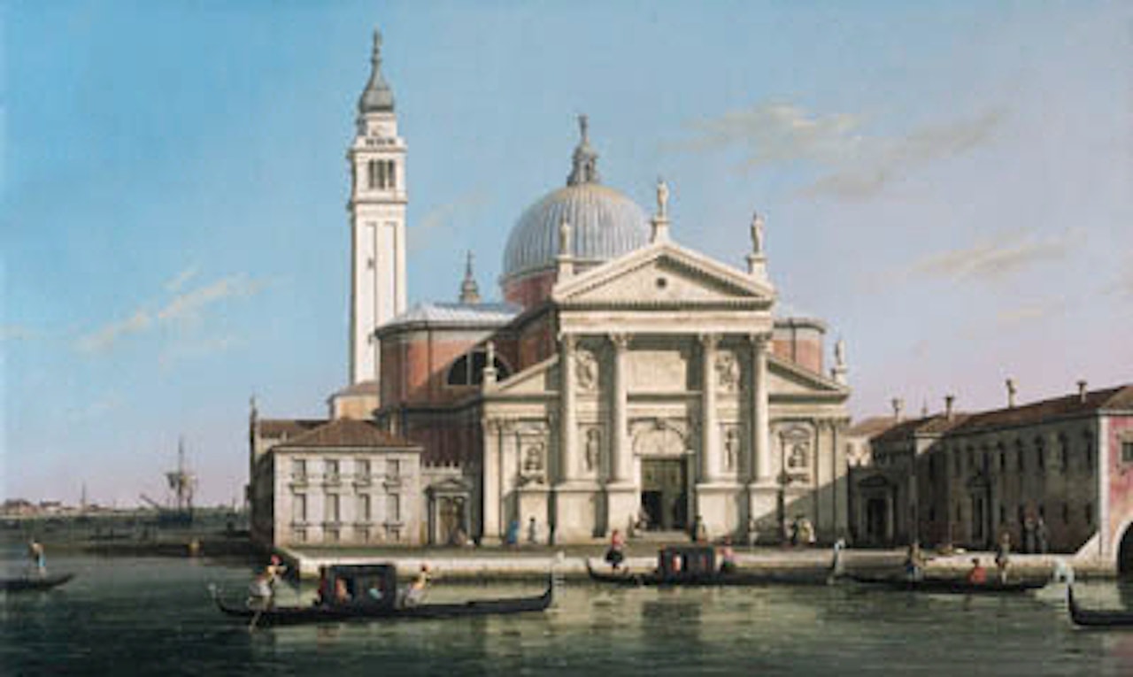 Church of the St. Giorgio Maggiore, Venice with sandalos and gondolas by Canaletto