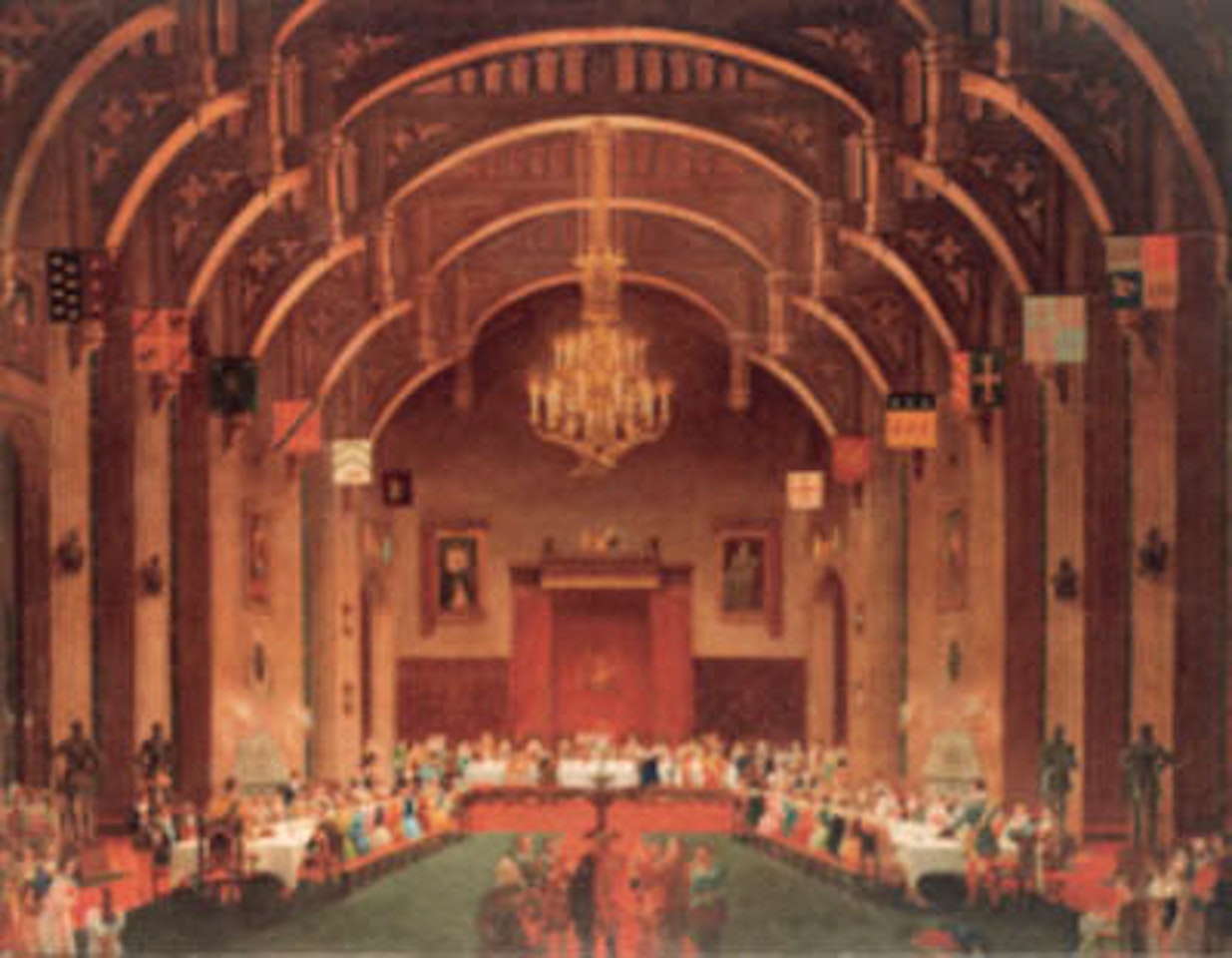 Queen Elizabeth I presiding over a banquet at Kenilworth by English School