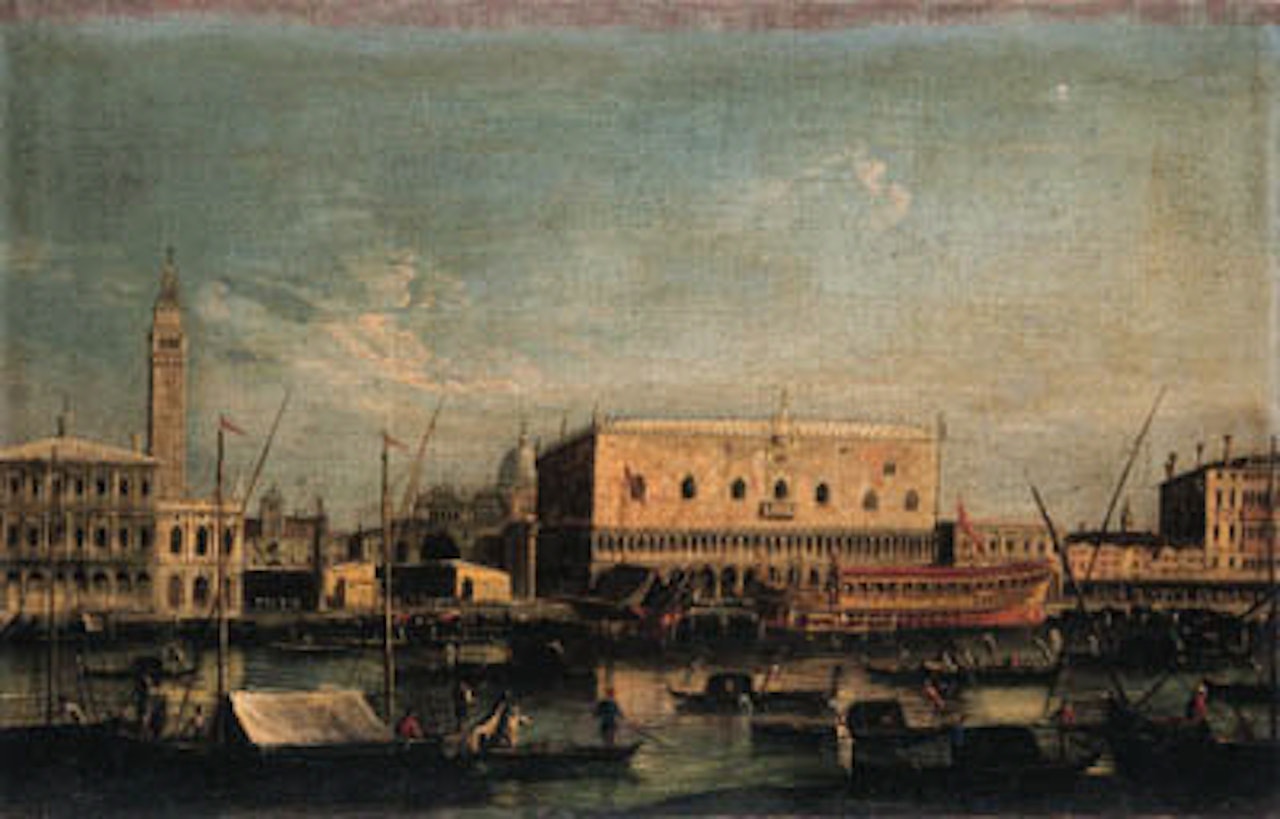 The Mola, Venice, from the Bacino di San Marco. Entry to the Grand Canal, Venice by Apollonio Domenichini