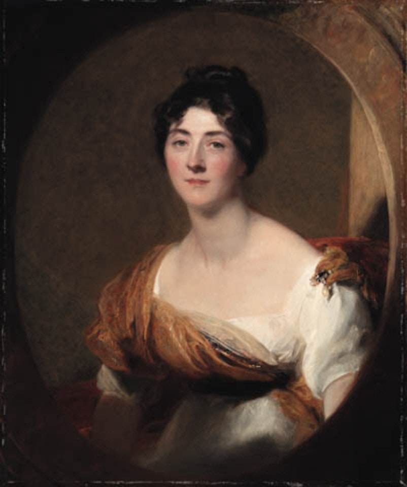 Portrait of Lucy Meredith, wearing white dress with a paisley sash by Sir Thomas Lawrence