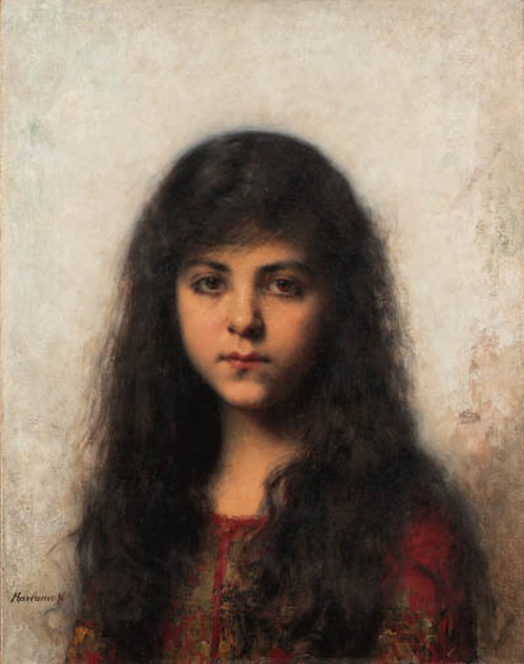 Portrait of a young girl by Alexei Harlamoff