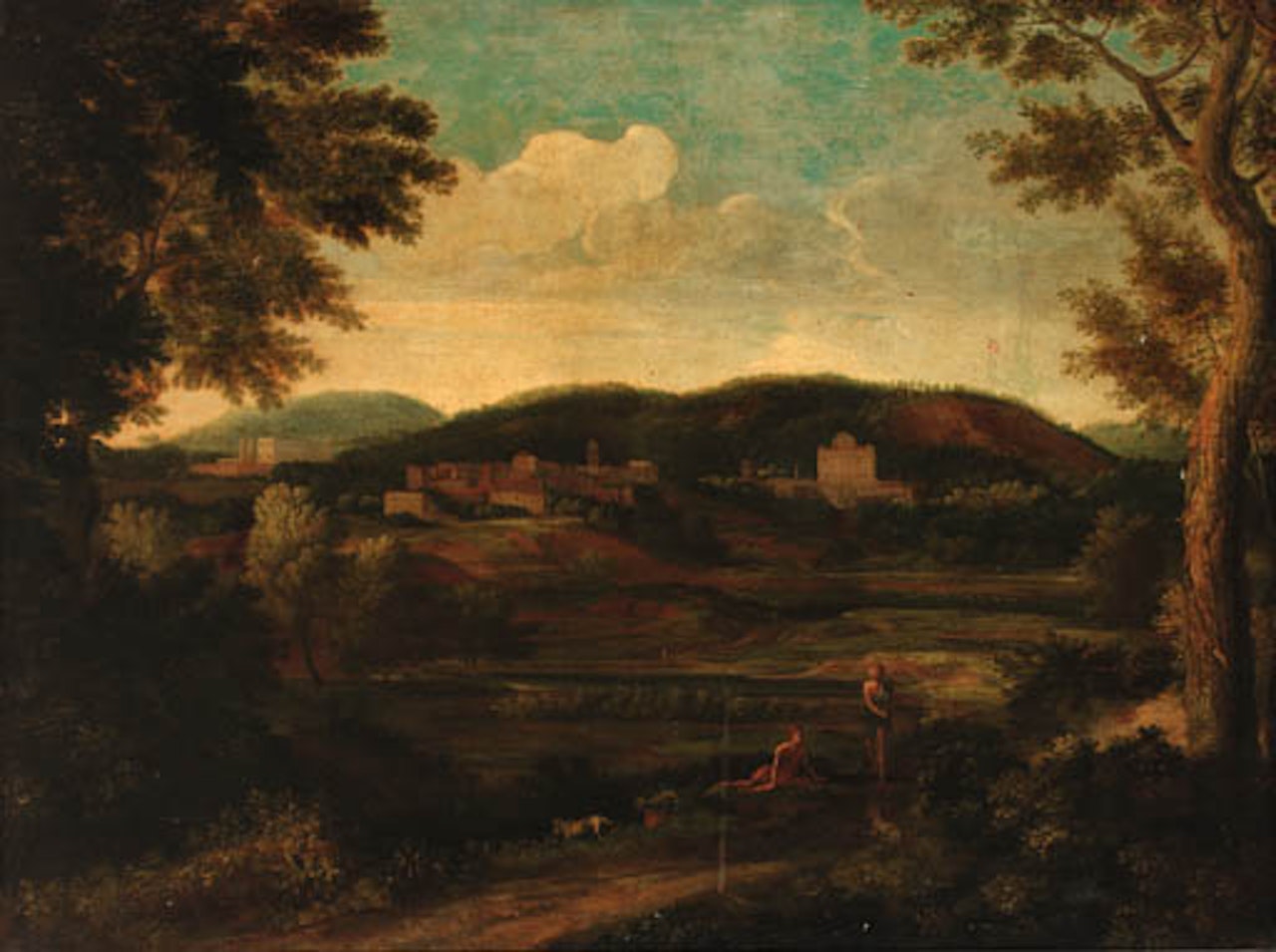Figures in a classical landscape by Nicolas Poussin