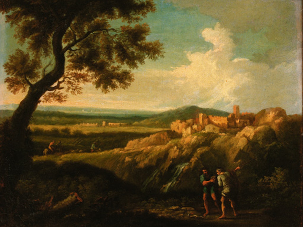 Extensive landscape with Hercules slaying the serpent by Claude Lorrain