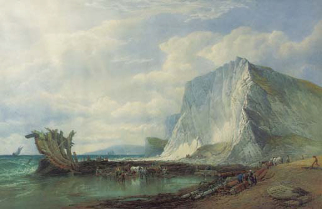Culver cliff, Isle of Wight, after the wreck by Edward Duncan