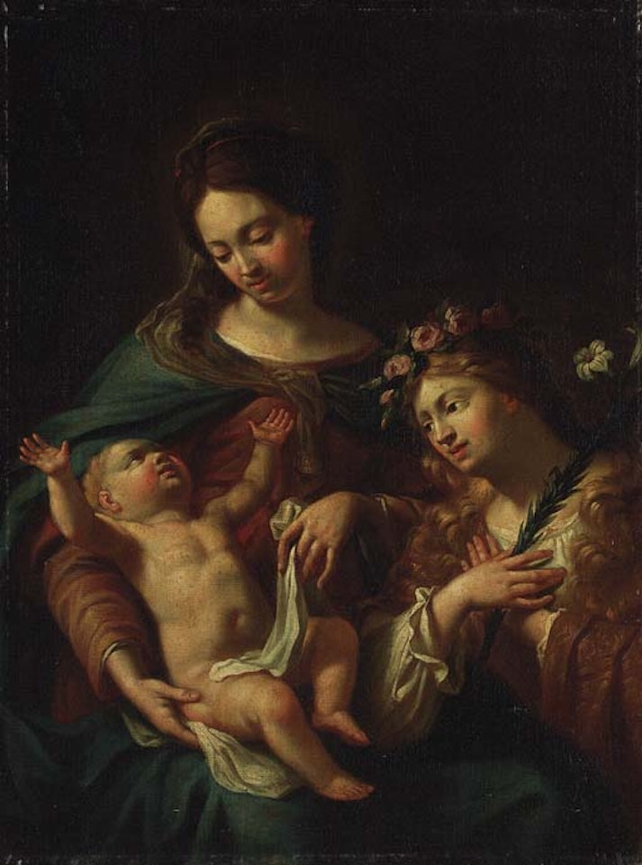 Madonna and Child with an adoring angel by Italian School