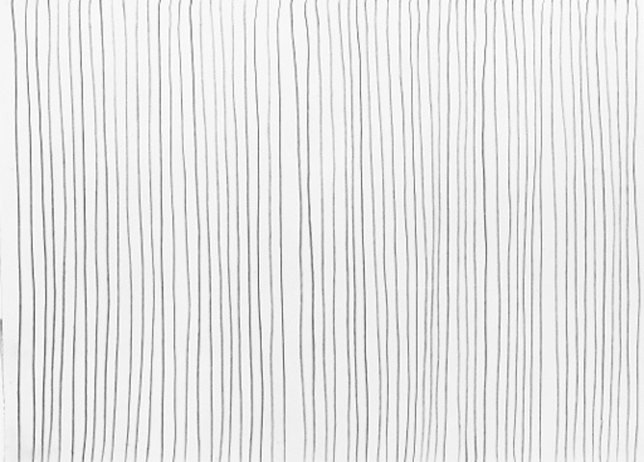Vertical lines not straight, not touching, uniformly dispersed. by Sol LeWitt
