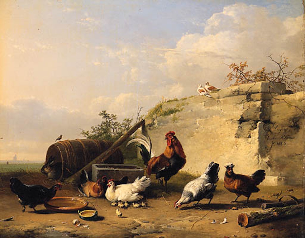 Animals in farmyard by Eugène Joseph Verboeckhoven