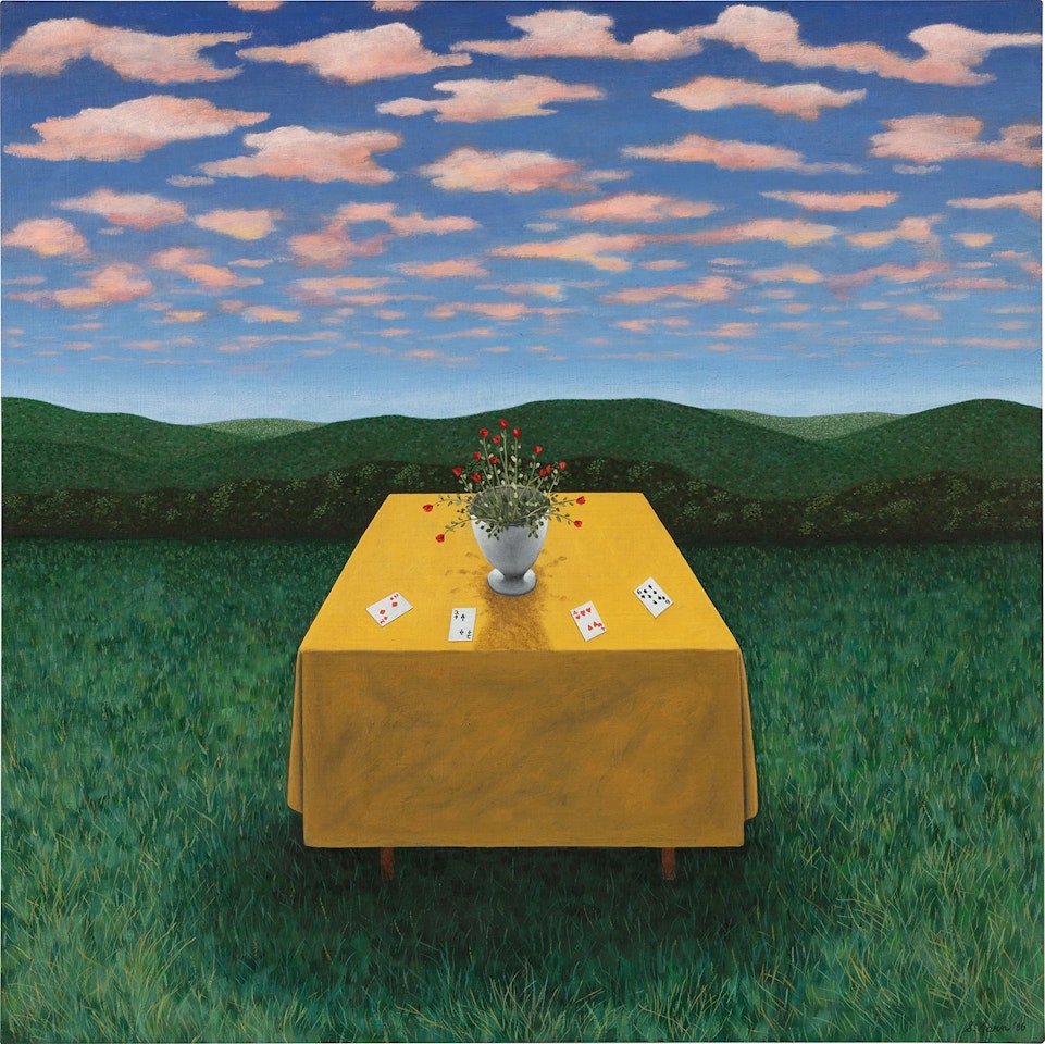 Still Life with Roses and Cards by Scott Kahn