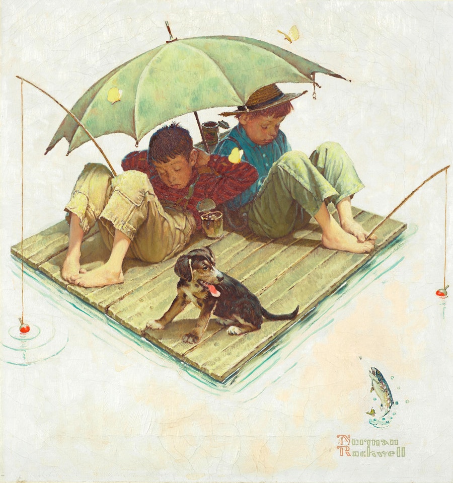 Me and My Pal: Fishing Raft  by Norman Rockwell