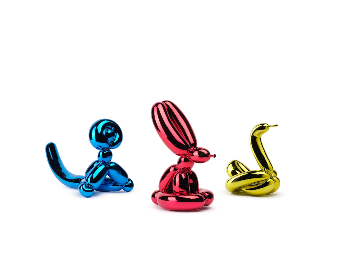 Balloon Monkey (Blue), Balloon Rabbit (Red), and Balloon Swan (Yellow) (Three Works) by Jeff Koons