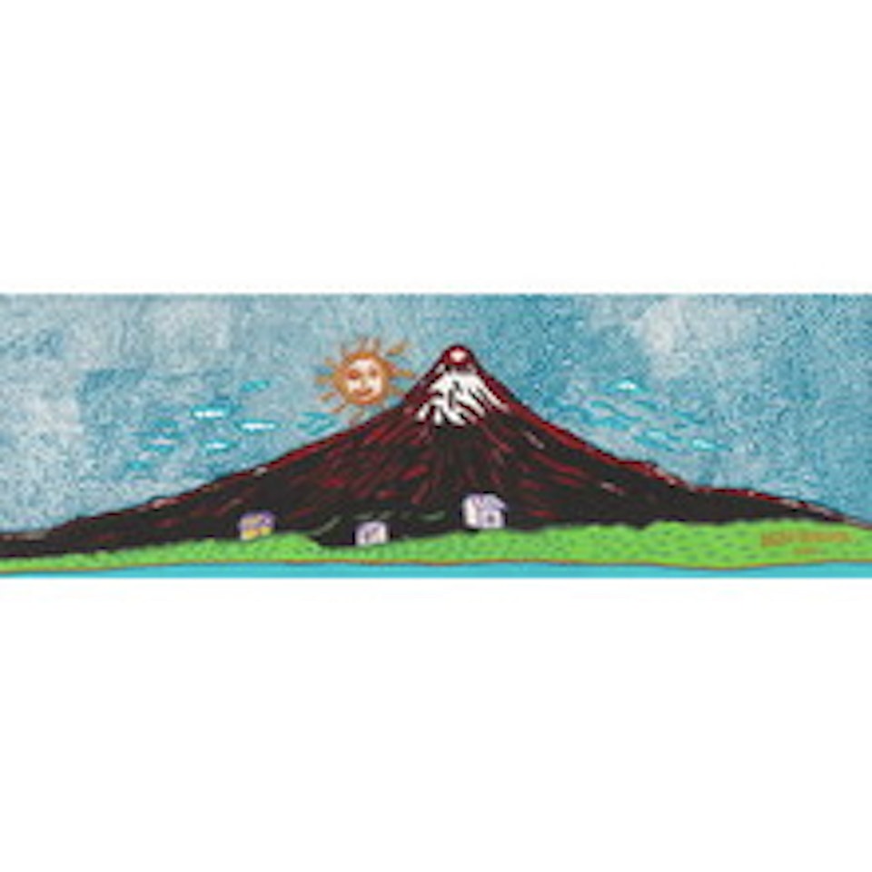 WHERE OUR SOUL SETS IN, THIS DARK MOUNTAIN EMBRACES ALL WITH LOVE by Yayoi Kusama