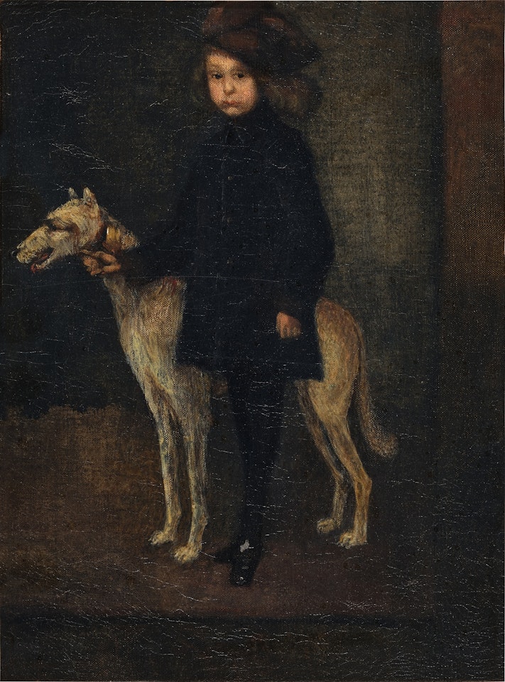 Boy with a Dog by French School