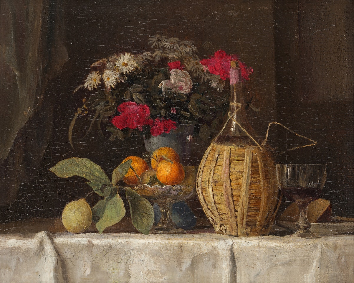 Still Life with Oranges and Wine by Continental School