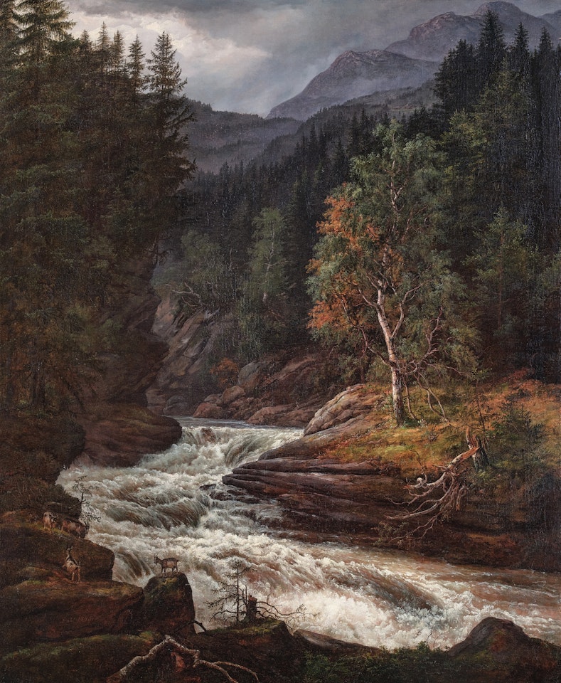 Waterfall in Hemsedal by Johan Christian Clausen Dahl