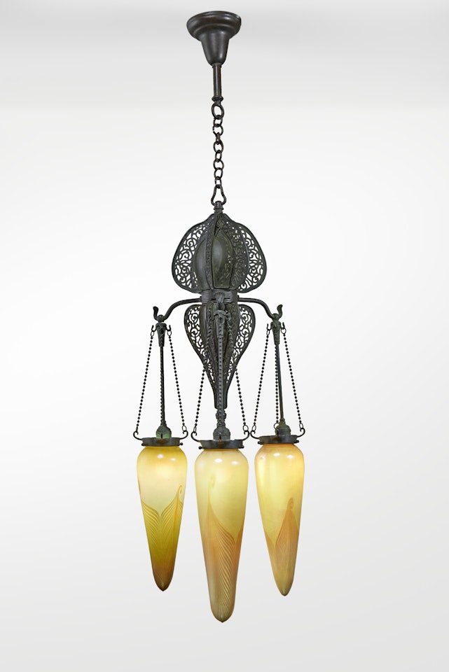 Three-Light "Moorish" Chandelier by Tiffany Studios