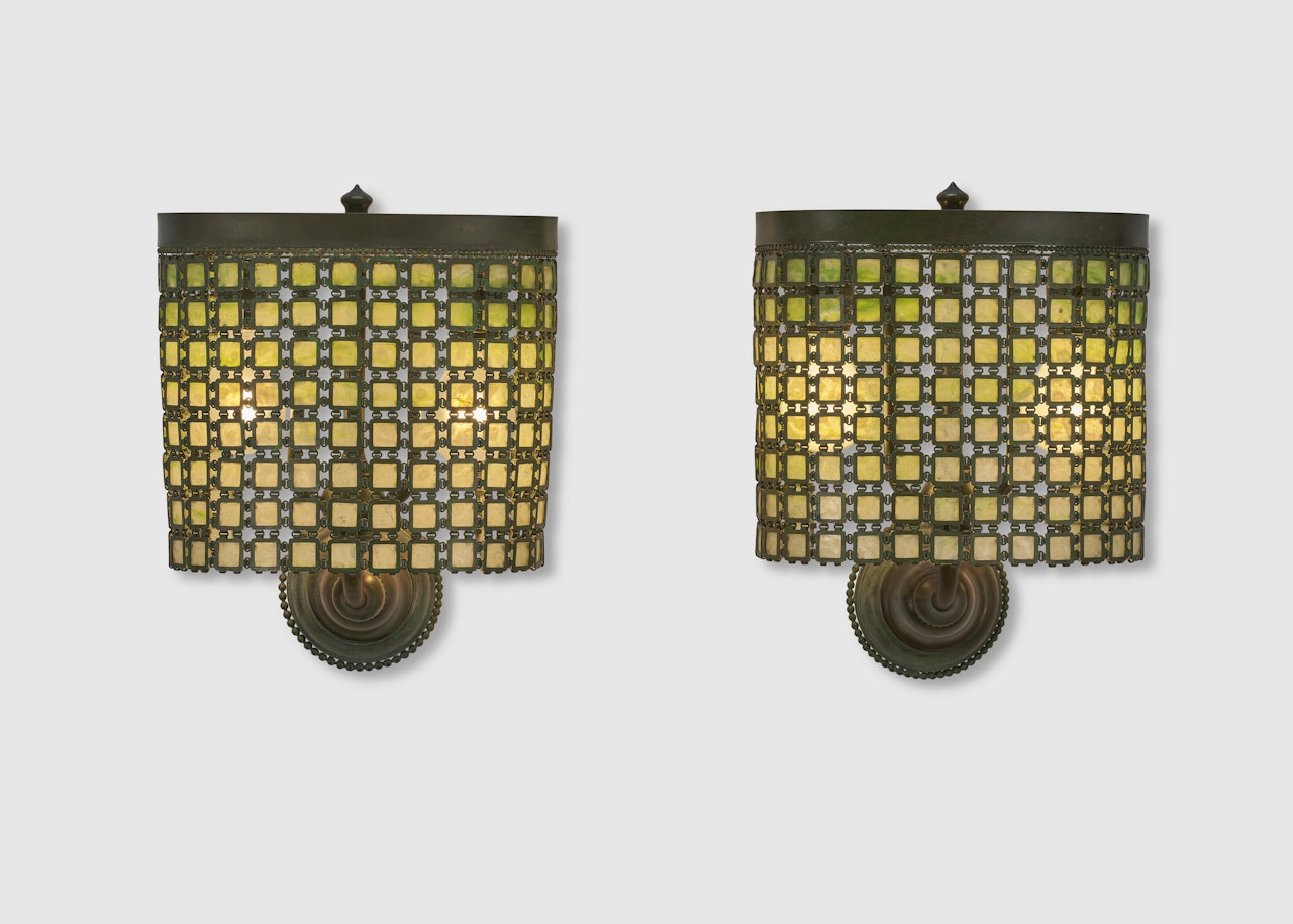 Pair of "Chain Mail" Sconces by Tiffany Studios
