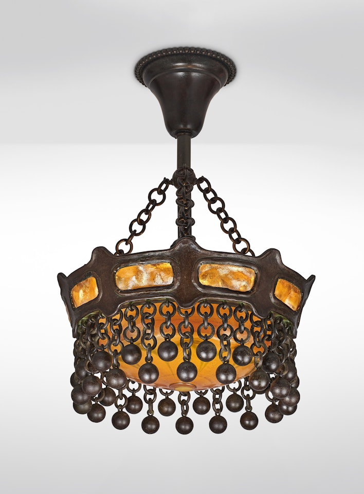 "Turtle-Back Tile" Chandelier by Tiffany Studios