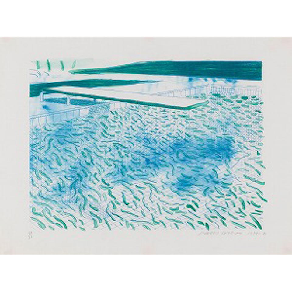Lithograph of Water Made of Lines and a Green Wash (M.C.A.T. 204) by David Hockney