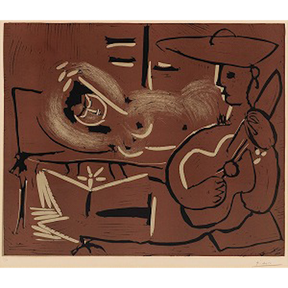 Femme couchée et Guitariste (Bloch 918) by Pablo Picasso