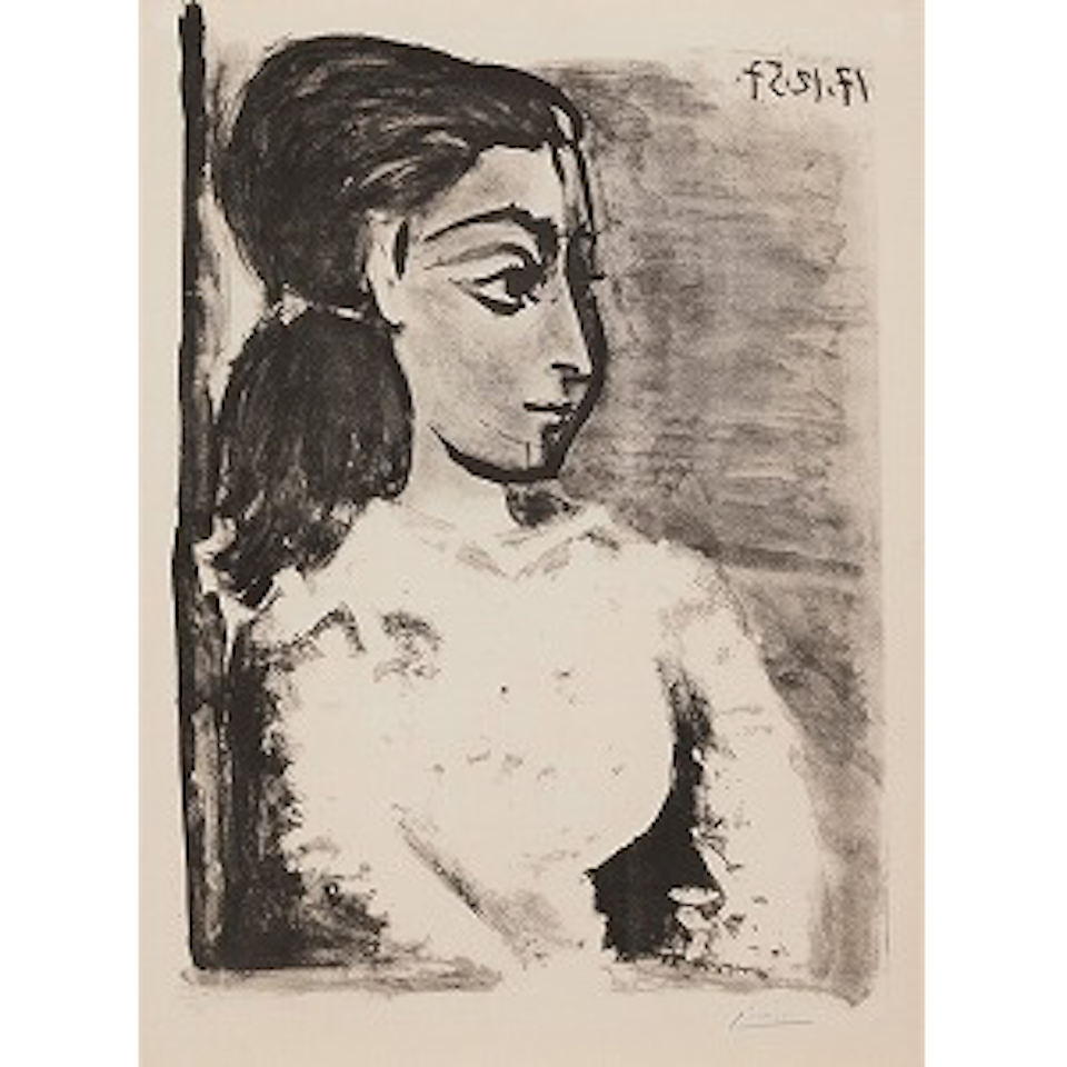 BUST OF A WOMAN WITH WHITE BODICE（JACQUELINE IN PROFILE）(Bloch 848) by Pablo Picasso