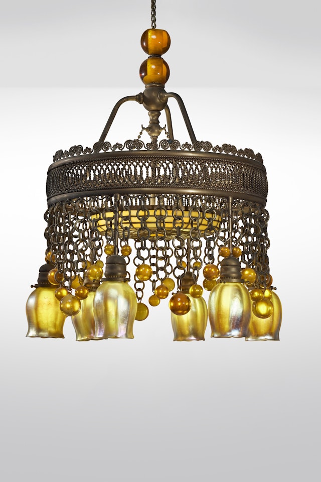 Six-Light "Moorish" Chandelier by Tiffany Studios