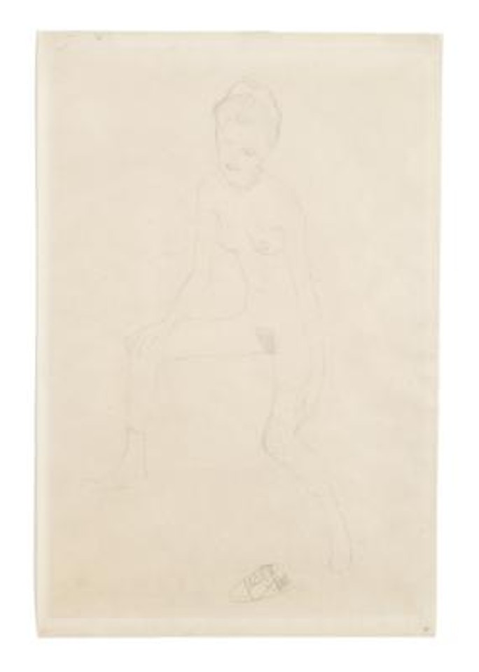 Sitting female nude by Gustav Klimt