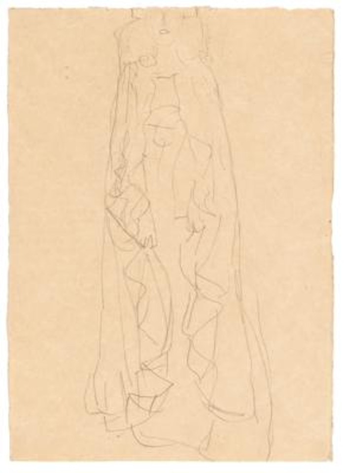 Stehende Dame mit Cape von vorne (Studie für das Bildnis Adele Bloch-Bauer) / Standing lady with cape from the front (Study for the portrait of Adele Bloch-Bauer) by Gustav Klimt