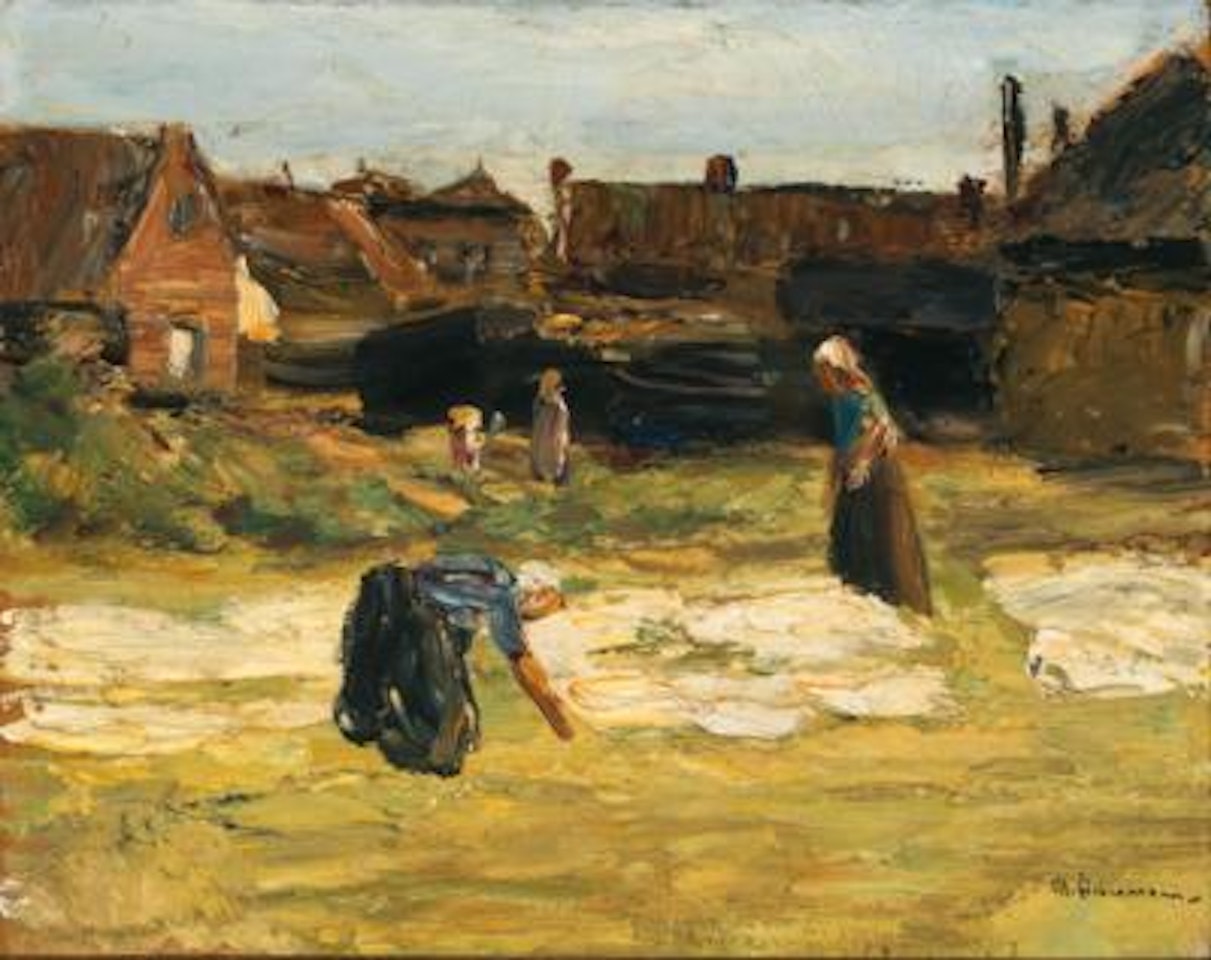 Dorfwinkel mit Bleiche (village corner with bleach) by Max Liebermann