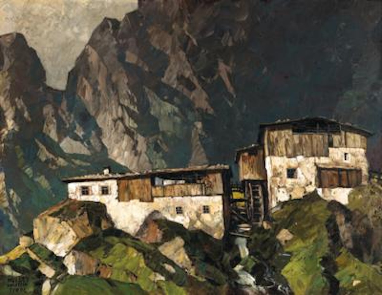 Farmhouse with mill by Oskar Mulley
